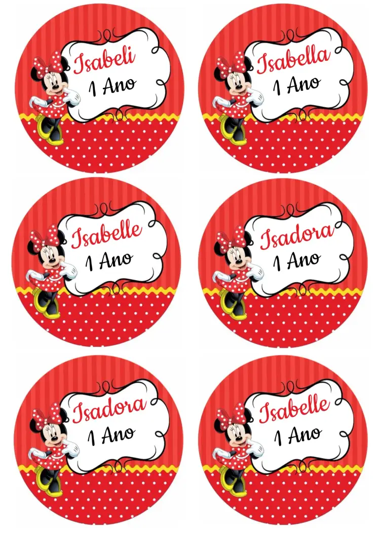 Convite Tag De Minnie Mouse Agradecimento