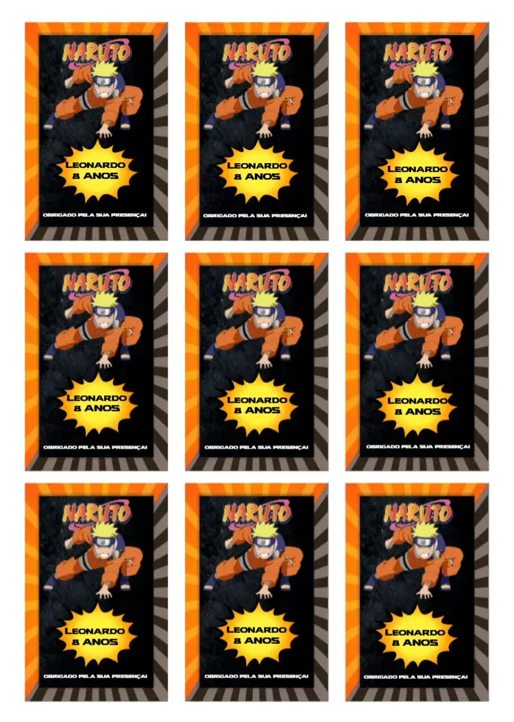 Convite Tag De Naruto Logo