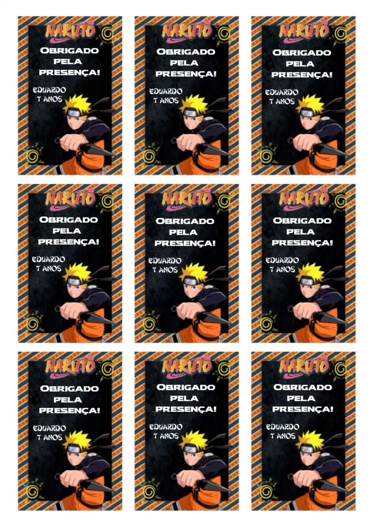Convite Tag Naruto Branco