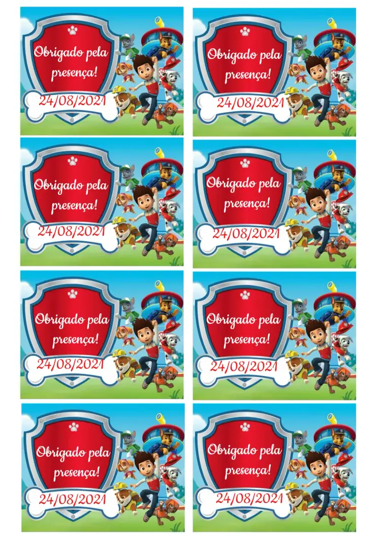 Convite Tag Patrulha Canina Criança – tema Aniversário Infantil colorido, divertido, temático, infantil, animado, moderno