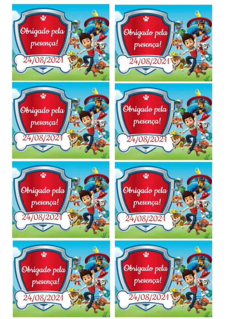 Convite Tag Patrulha Canina Criança