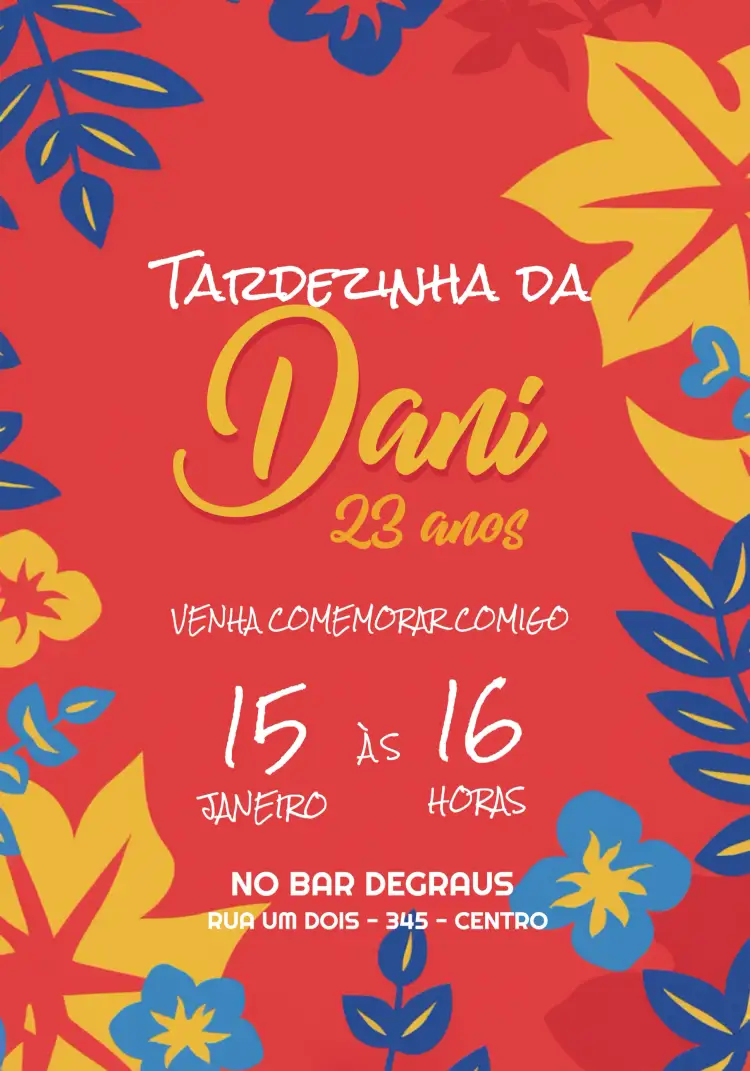 Convite Tardezinha Colorido – tema Chá de Panela tropical, colorido, verão, alegre, vibrante