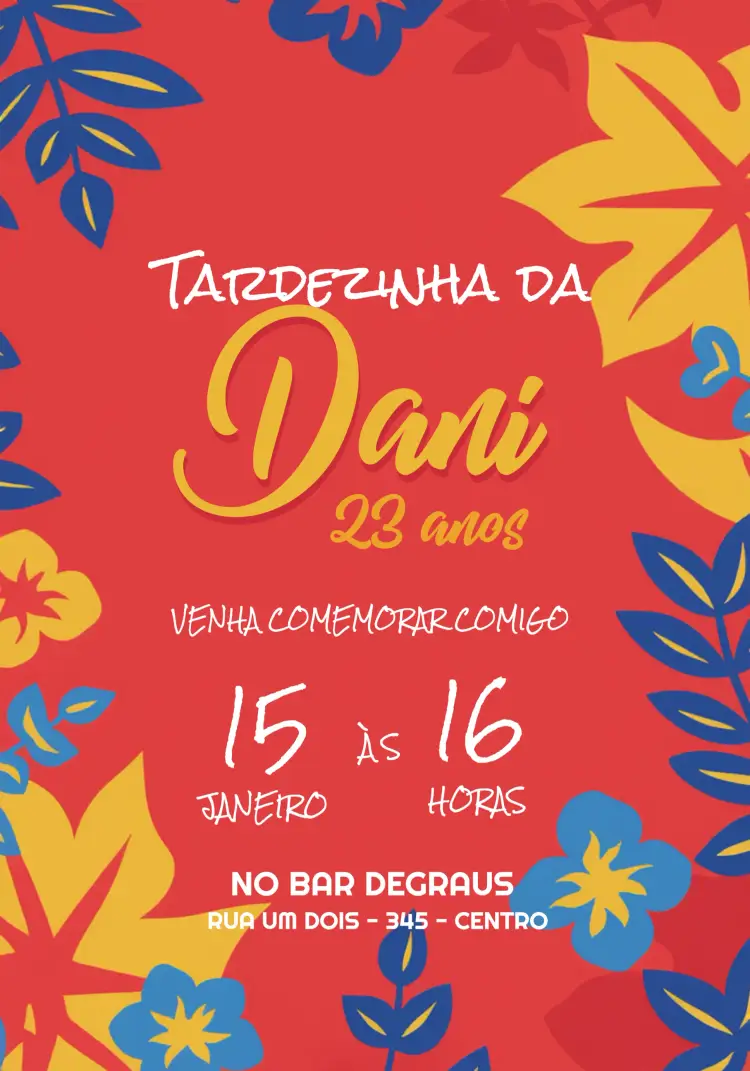 Convite Tardezinha Colorido editável e personalizável