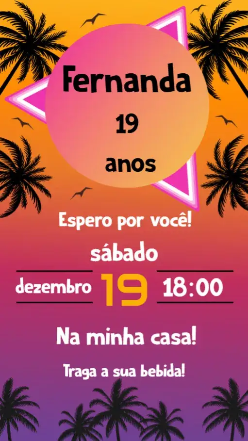 Convite Tardizinha – tema Aniversário colorido, divertido, moderno, alegre, temático