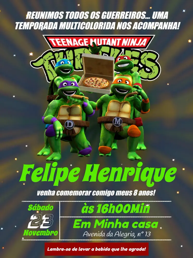 Convite Tartaruga Ninja Logo
