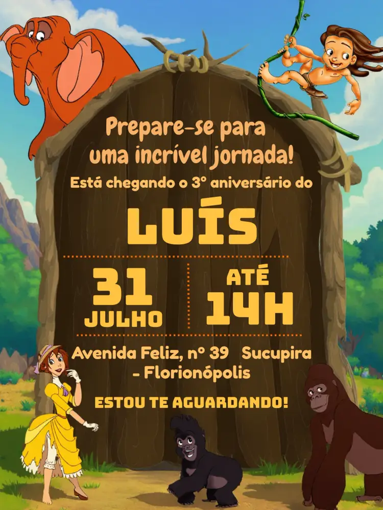 Convite Tarzan Marrom