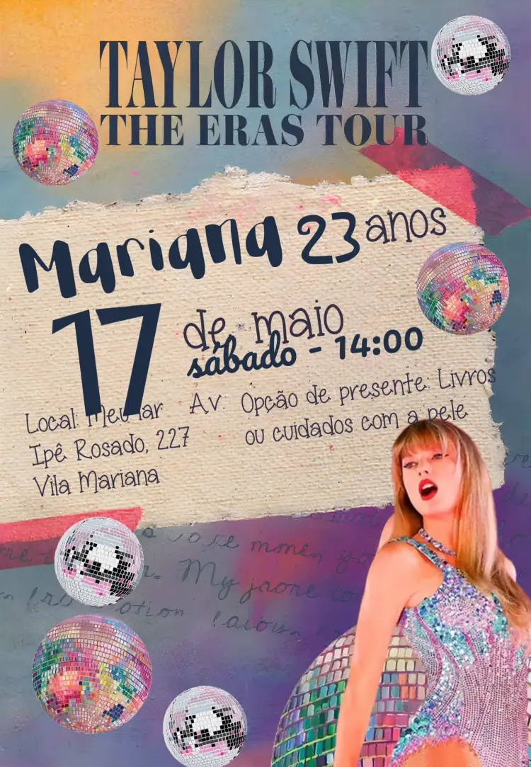 Convite Taylor Swift Lover – tema Mais pesquisados Taylor Swift, The Eras Tour, Música, Discoteca