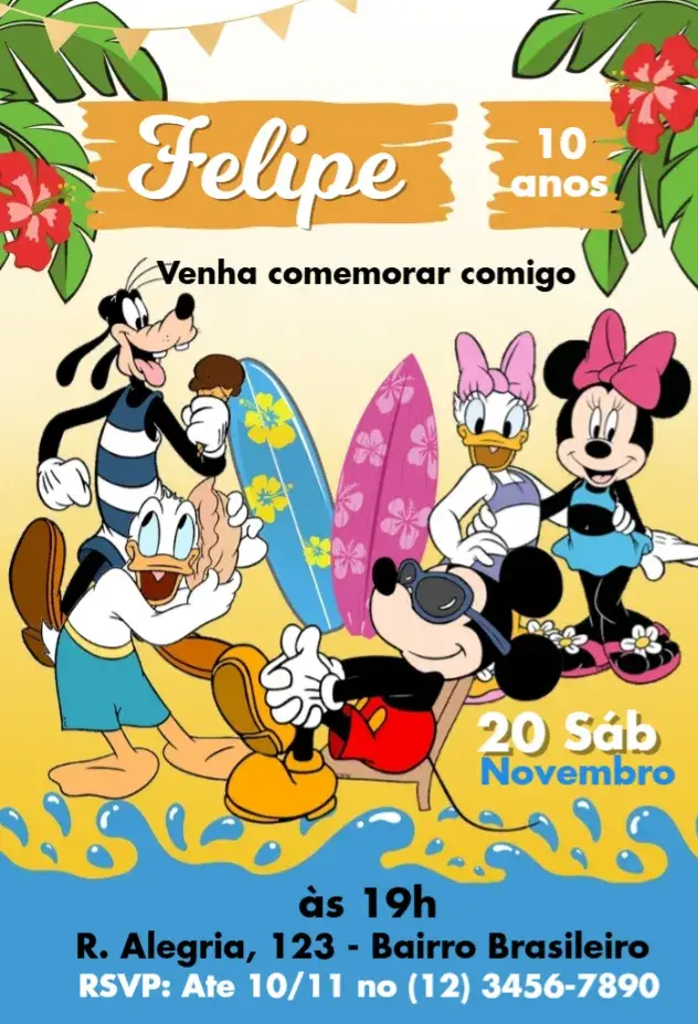Convite Mickey e amigos