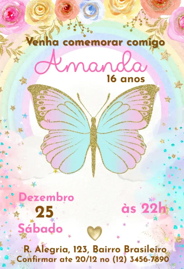Convite Borboleta Floral