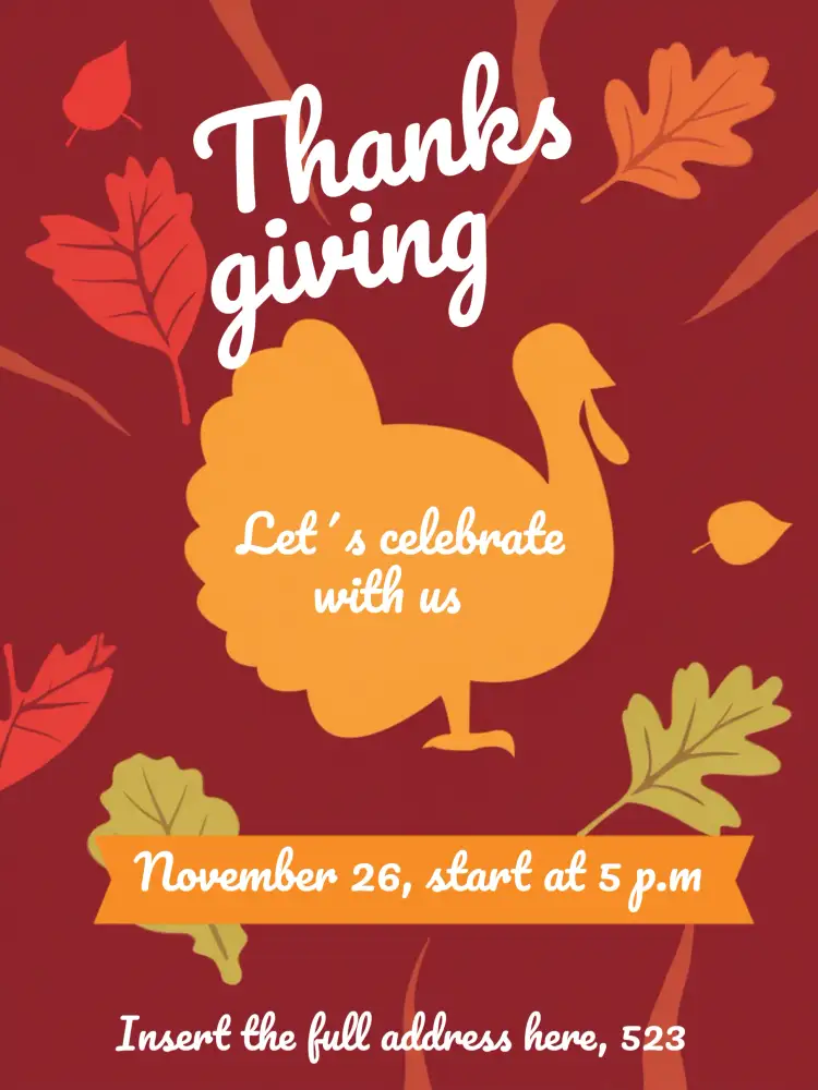 Convite Thanksgiving De – tema Datas Comemorativas festivo, moderno, colorido, típico americano, minimalista, aconchegante