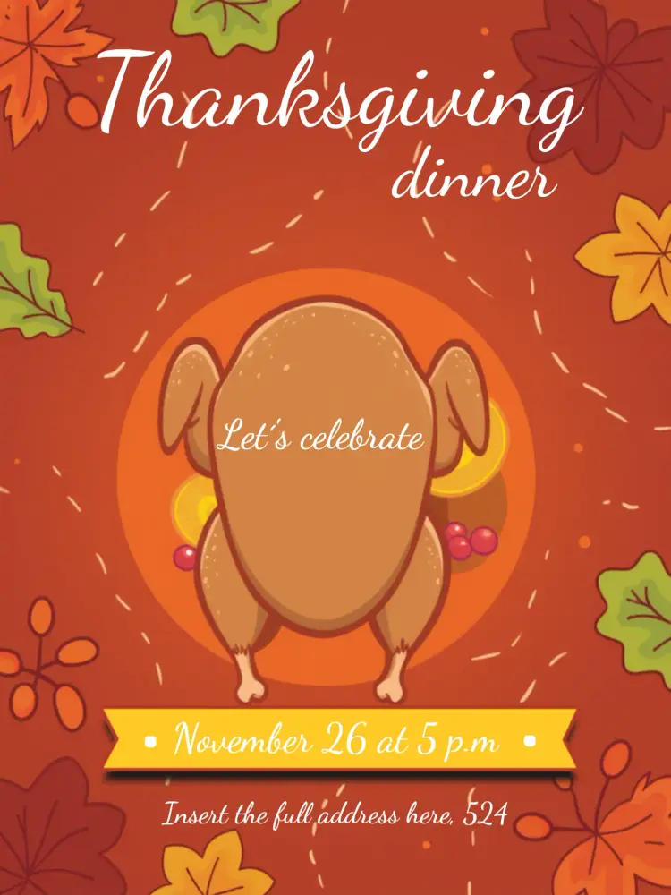 Convite Thanksgiving Laranja