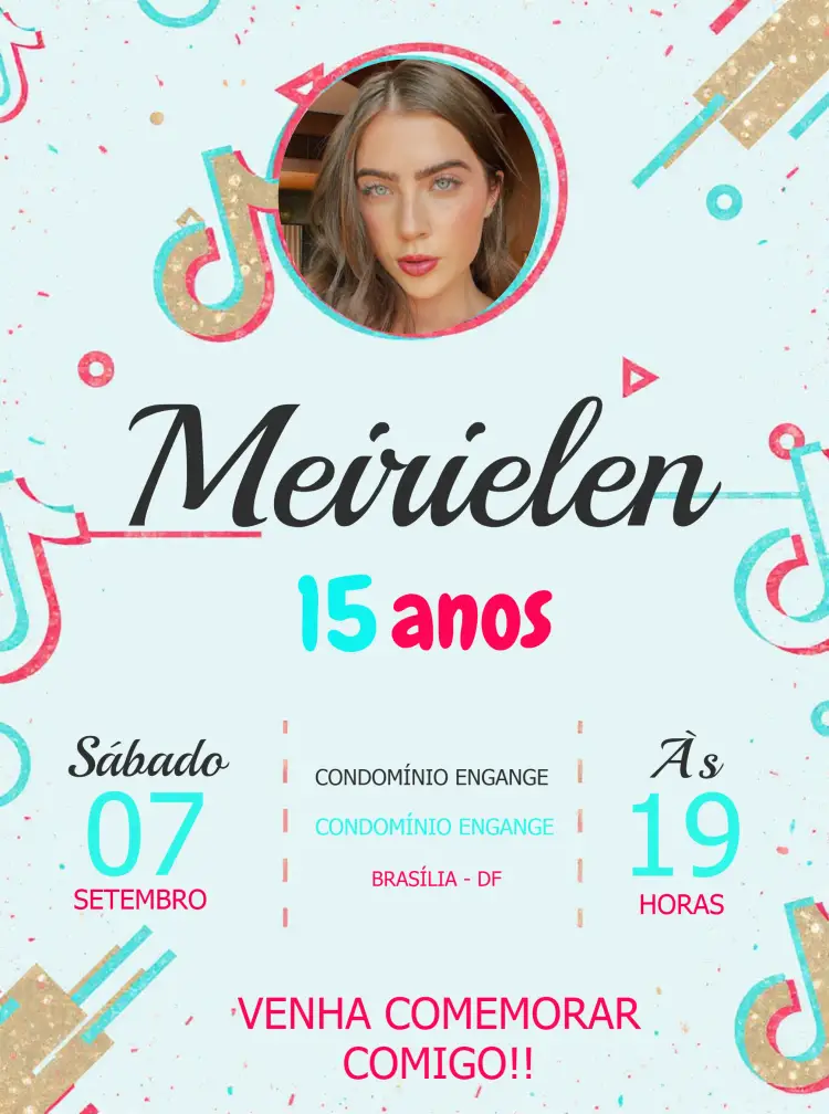 Convite Tik Tok Com Foto Colorido