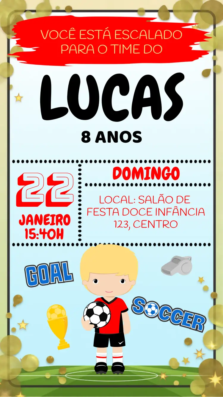 Convite Time De Futebol Natal