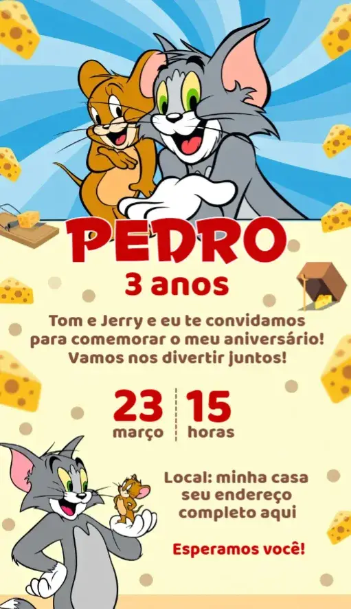 Convite Tom e Jerry