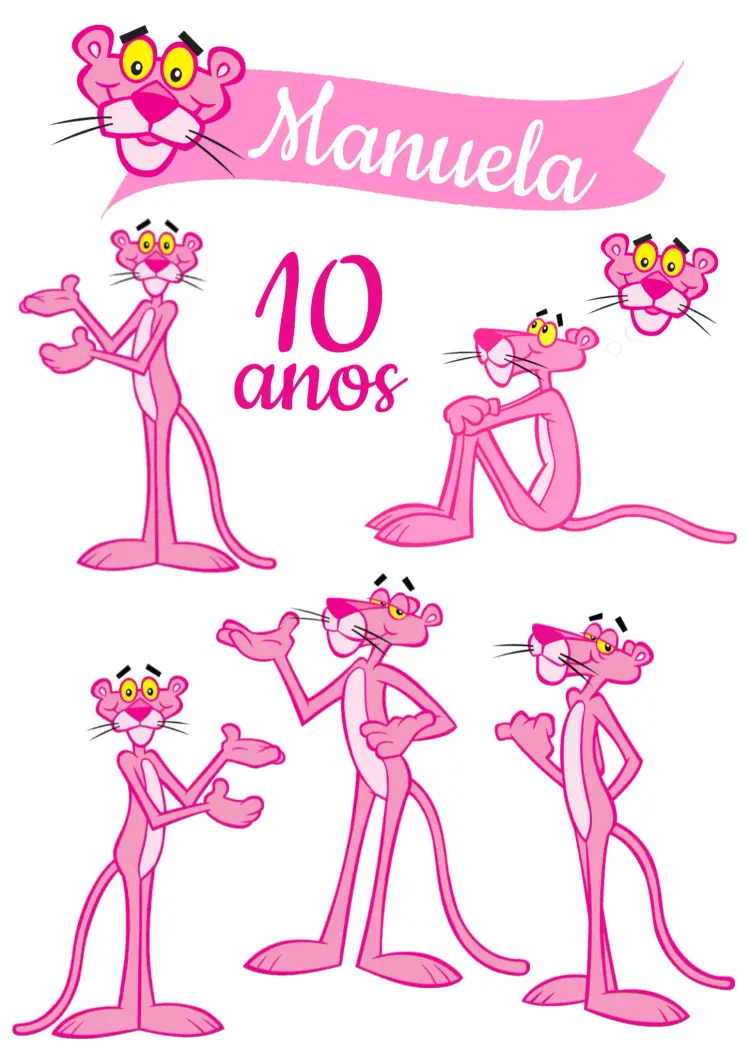 Convite Topo Bolo Pantera Cor De Rosa