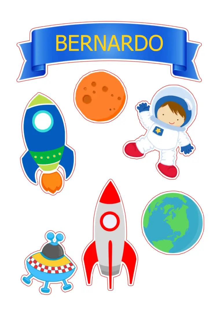 Convite Topo De Bolo Astronauta Azul – tema Topo de bolo espacial, divertido, colorido, moderno, infantil