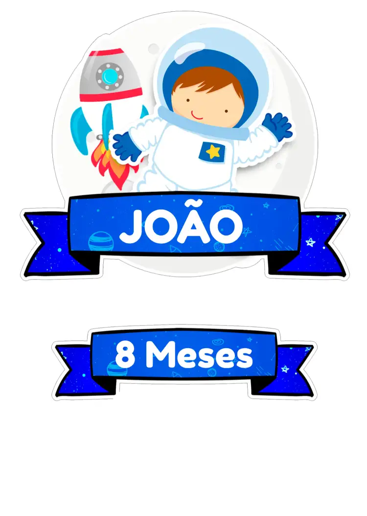 Convite Topo De Bolo Astronauta Branco – tema Topo de bolo espacial, divertido, moderno, colorido, infantil
