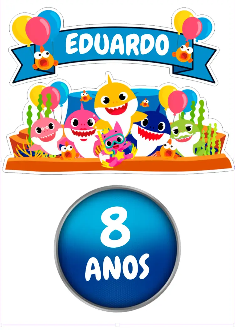 Convite Topo De Bolo Baby Shark Imprimir