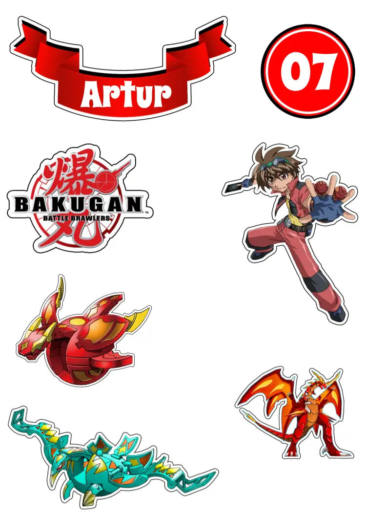 Convite Topo De Bolo Bakugan Dinossauro
