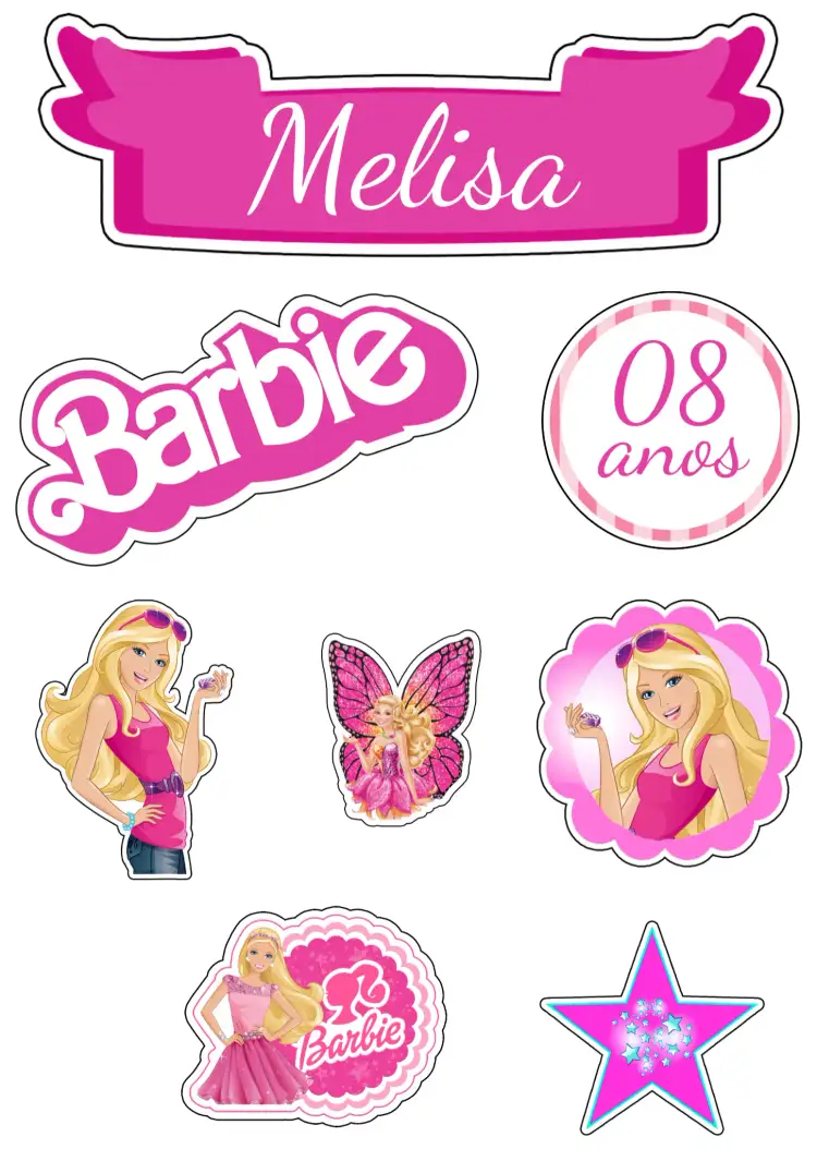 Convite Topo De Bolo Barbie Amarelo – tema Topo de bolo rosa, amarelo, divertido, infantil, colorido