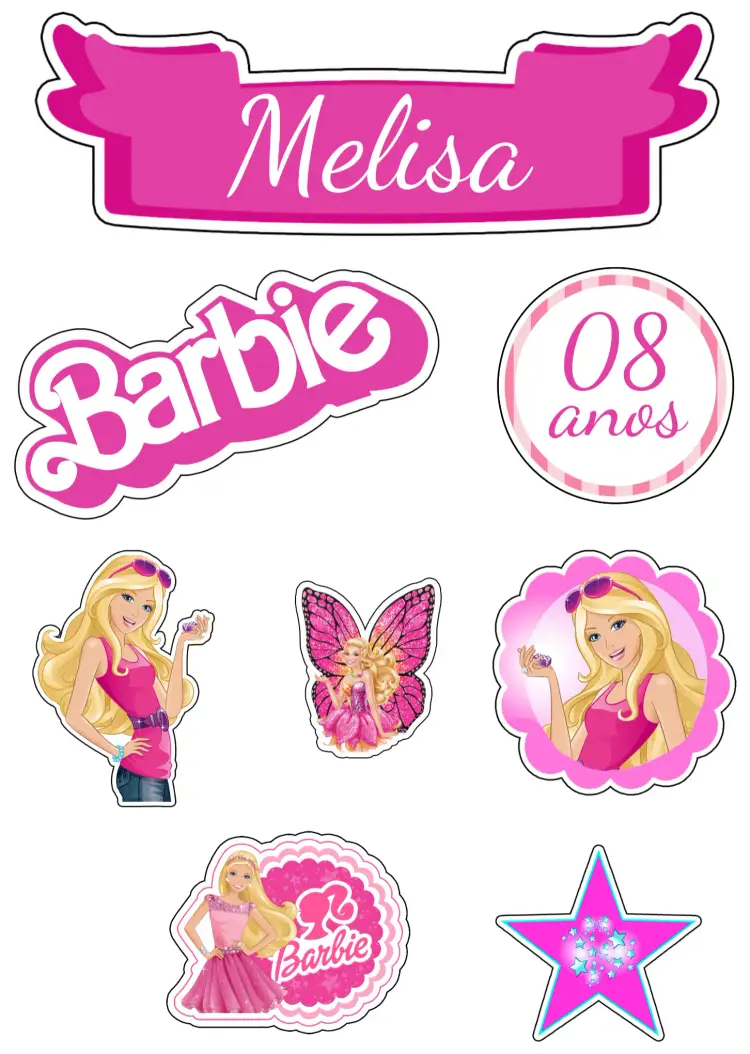 Convite Topo De Bolo Barbie Amarelo