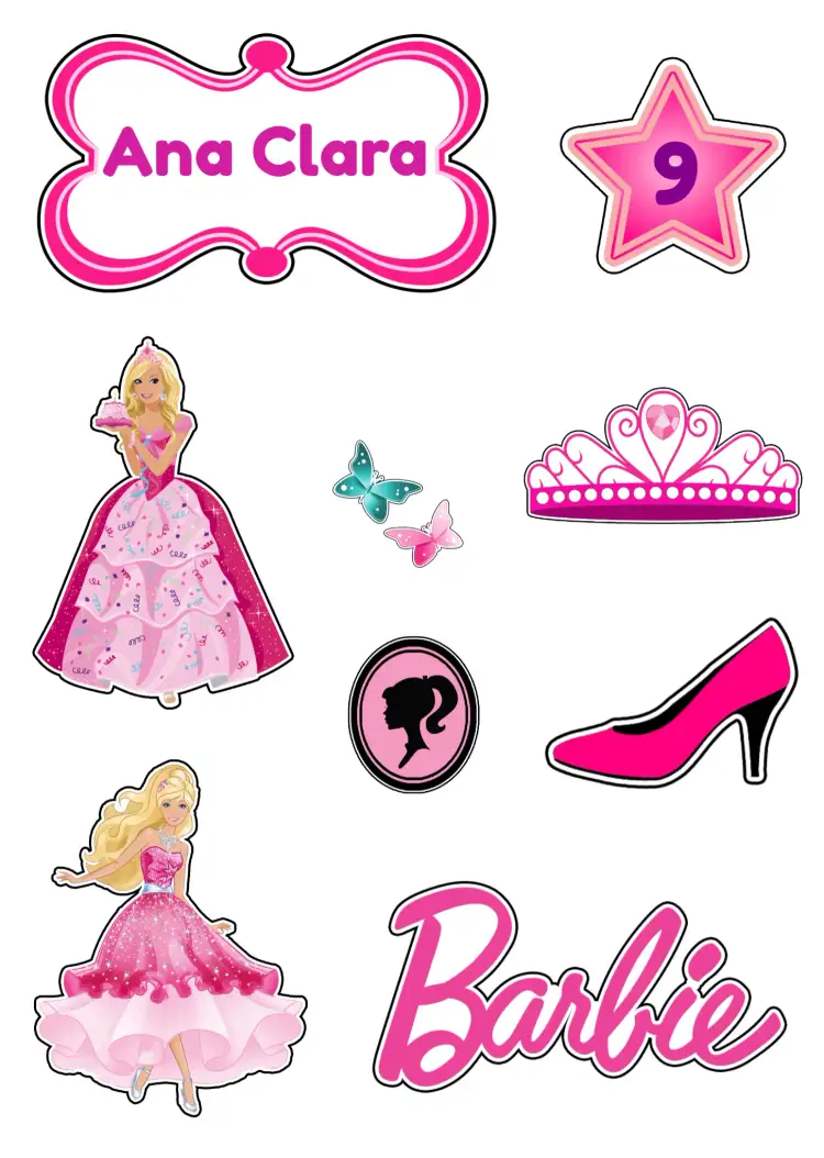 Convite Topo De Bolo Barbie Estrela – tema Topo de bolo colorido, princesa, brilhante, divertido, feminino
