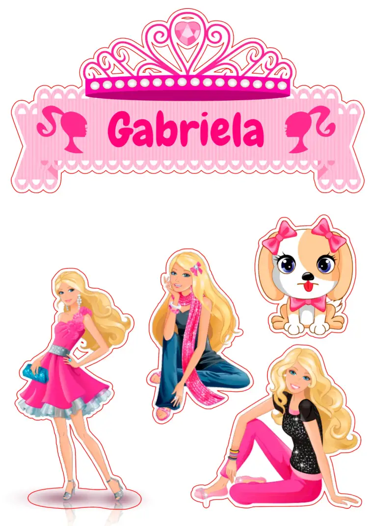 Convite Topo De Bolo Barbie Imprimir – tema Topo de bolo rosa, infantil, brilhante, divertido, colorido, moderno