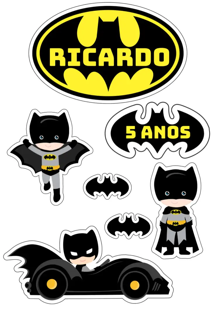 Convite Topo De Bolo Batman – tema Topo de bolo cores vibrantes, estilo moderno, elementos gráficos de super-heróis, design divertido, inspirado em quadrinhos