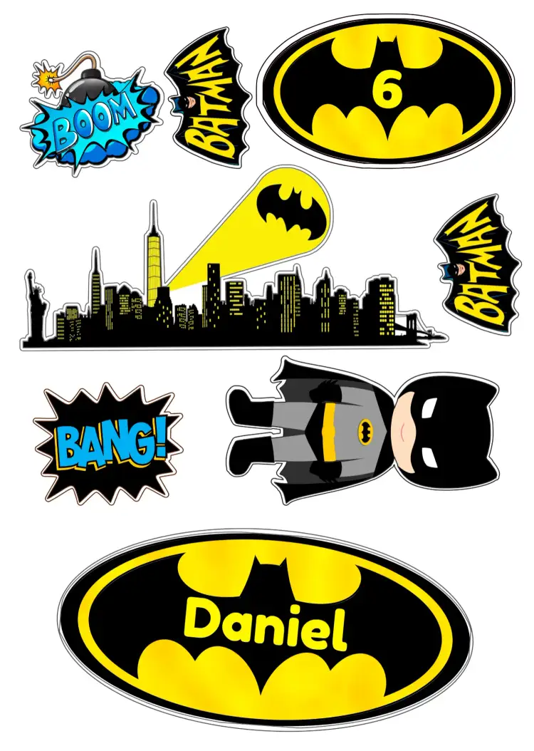 Convite Topo De Bolo Batman Imprimir – tema Topo de bolo super-herói, moderno, colorido, gotham, divertido