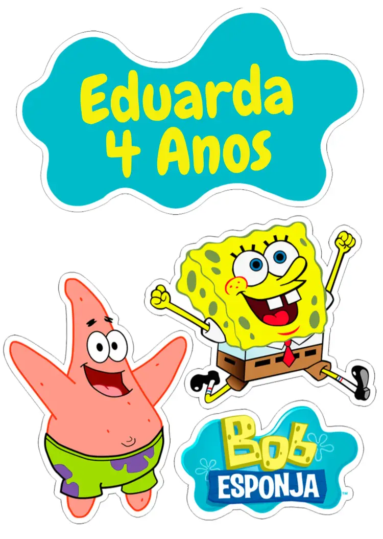 Convite Topo De Bolo Bob Esponja