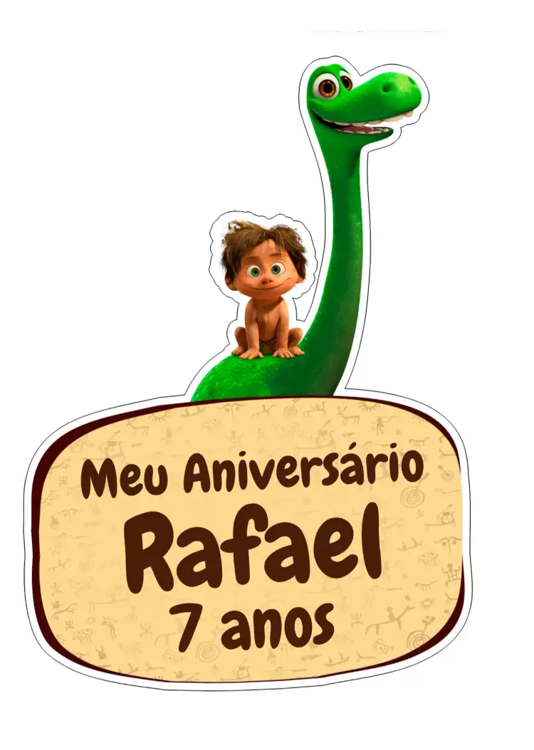 Convite Topo De Bolo Bom Dinossauro Imprimir – tema Topo de bolo colorido, divertido, pré-histórico, animado, infantil