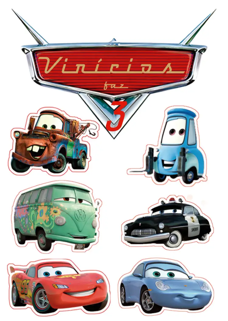 Convite Topo De Bolo Carros Azul – tema Topo de bolo carros, Disney, colorido, infantil, divertido, moderno