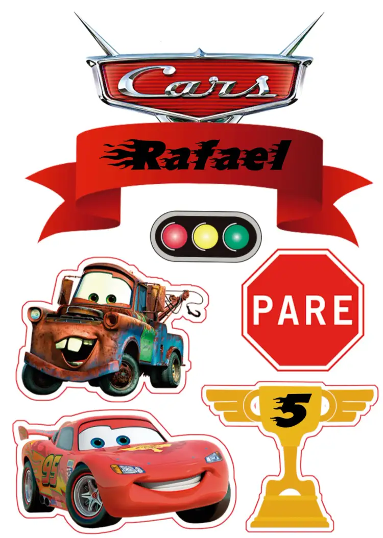 Convite Topo De Bolo Carros Vermelho – tema Topo de bolo carros, divertido, colorido, infantil, temático