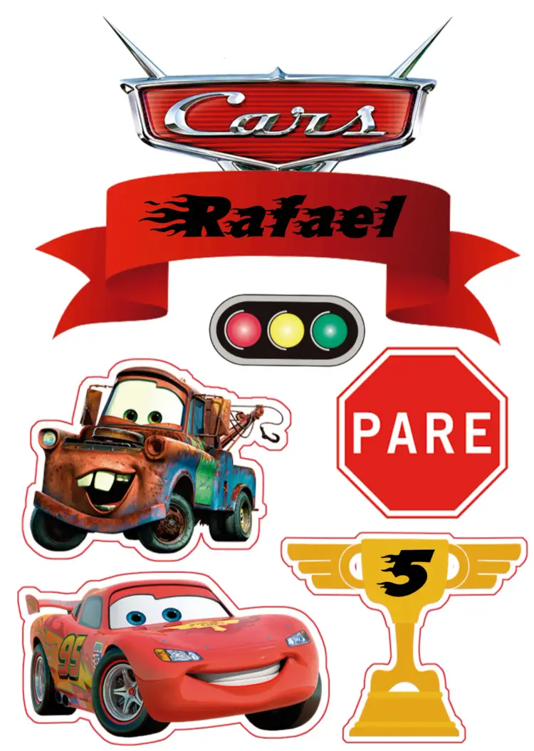 Convite Topo De Bolo Carros Vermelho