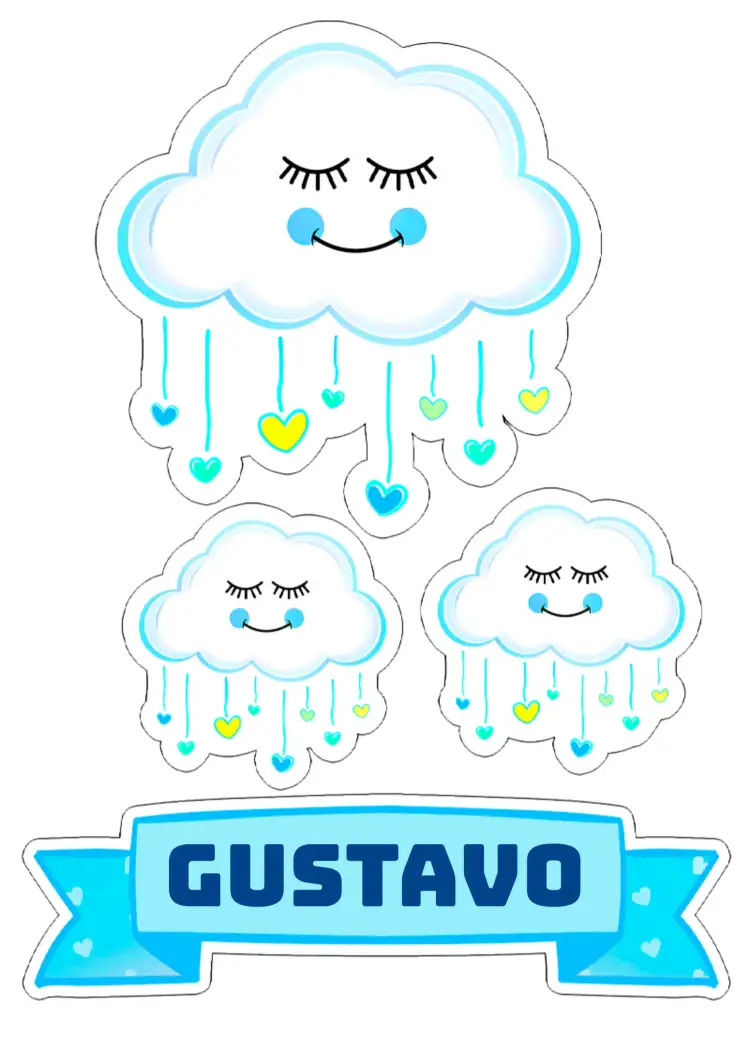 Convite Topo De Bolo Chuva Amor Imprimir – tema Topo de bolo nuvens, azul, romântico, divertido, infantil