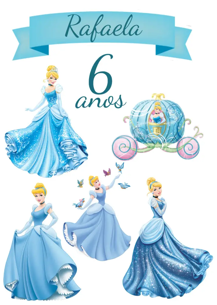 Convite Topo De Bolo Cinderela Disney
