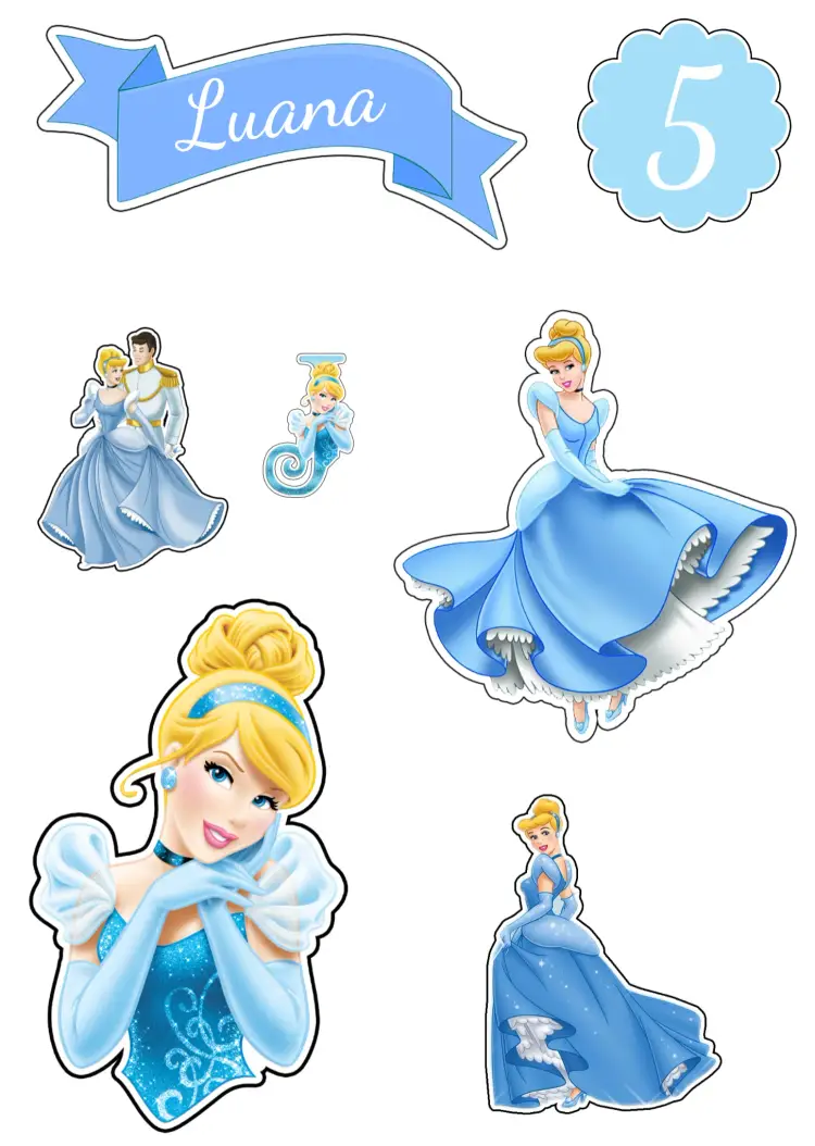 Convite Topo De Bolo Cinderella Branco