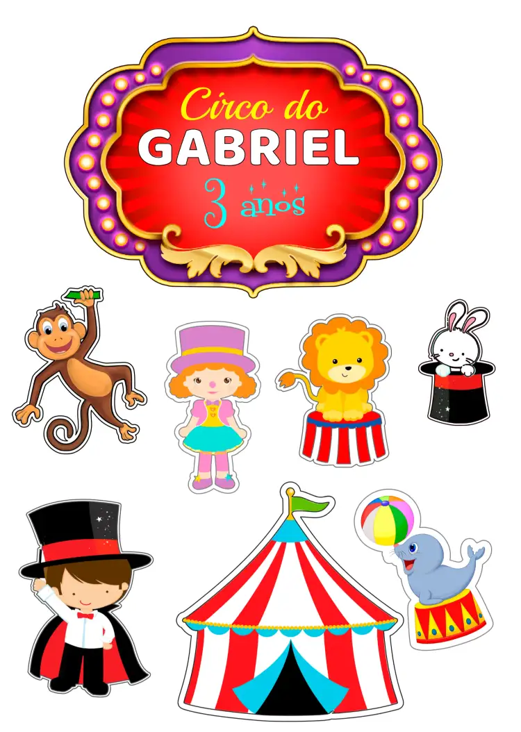 Convite Topo De Bolo Circo Menino – tema Topo de bolo colorido, divertido, brincalhão, circense, infantil, festivo