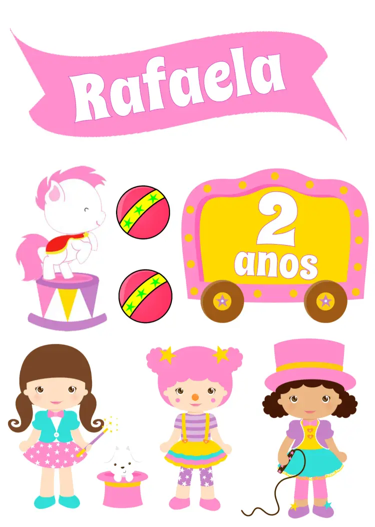 Convite Topo De Bolo Circo Rosa Topper