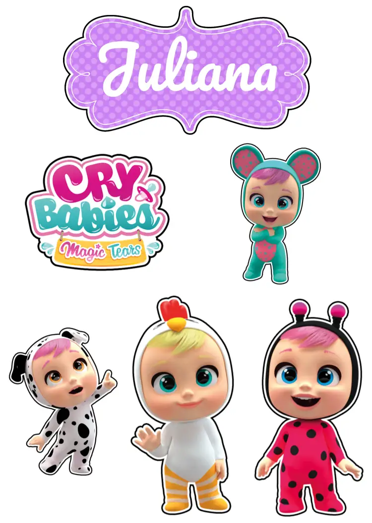 Convite Topo De Bolo Cry Babys Imprimir – tema Topo de bolo colorido, infantil, divertido, temático, delicado, moderninho