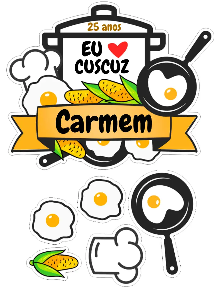 Convite Topo De Bolo Cuzcuz Amarelo – tema Topo de bolo colorido, divertido, tropical, moderno, alegre