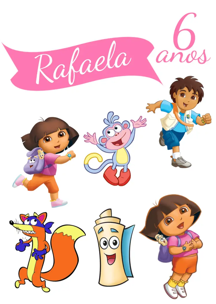 Convite Topo De Bolo Dora Aventureira Topper