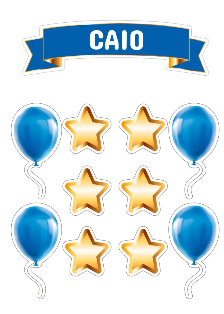 Convite Topo De Bolo Estrelas E Balões Masculino