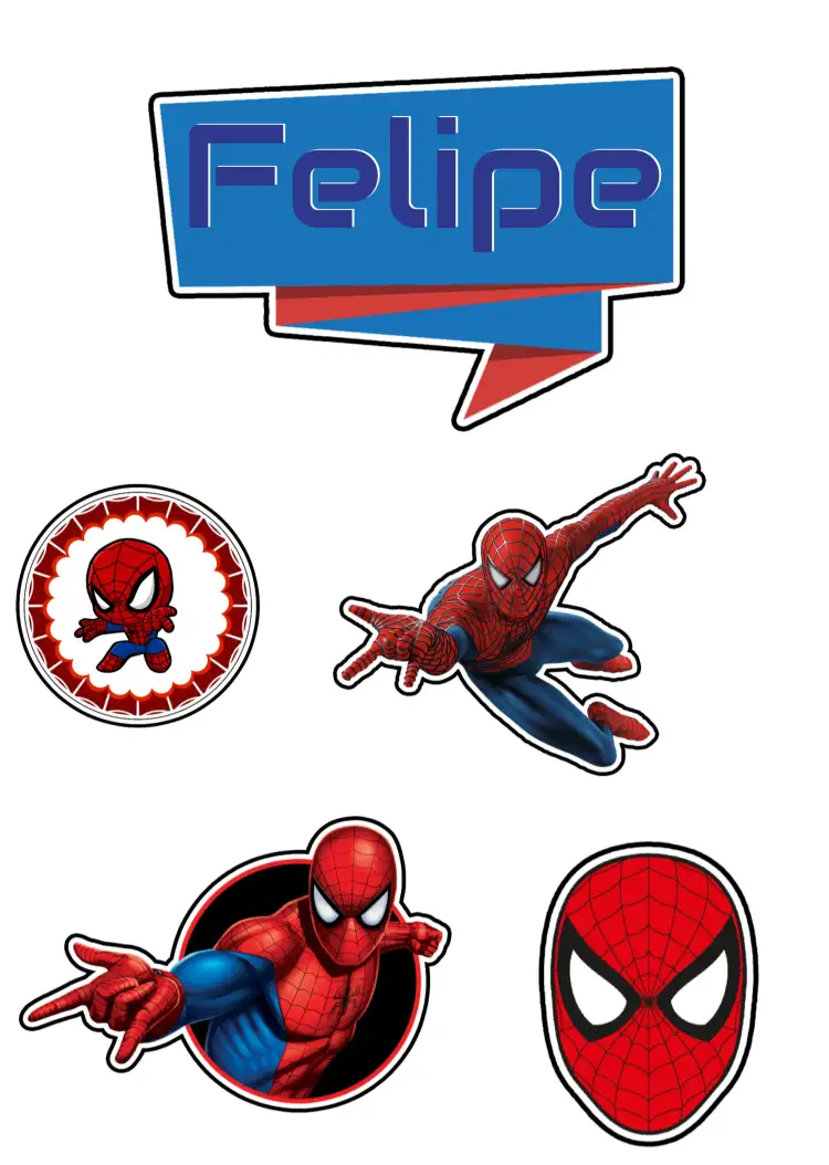Convite Topo De Bolo Homem Aranha Imprimir – tema Topo de bolo vermelho, azul, super-herói, divertido, infantil, temático