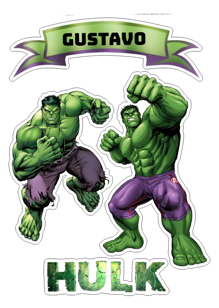 Convite Topo De Bolo Hulk Branco – tema Topo de bolo super-herói, colorido, temático, divertido, infantil