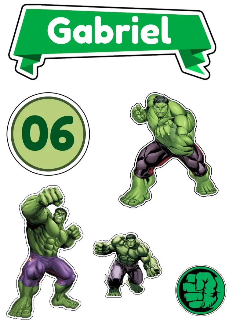 Convite Topo De Bolo Hulk – tema Topo de bolo verde, super-herói, divertido, vibrante, infantil