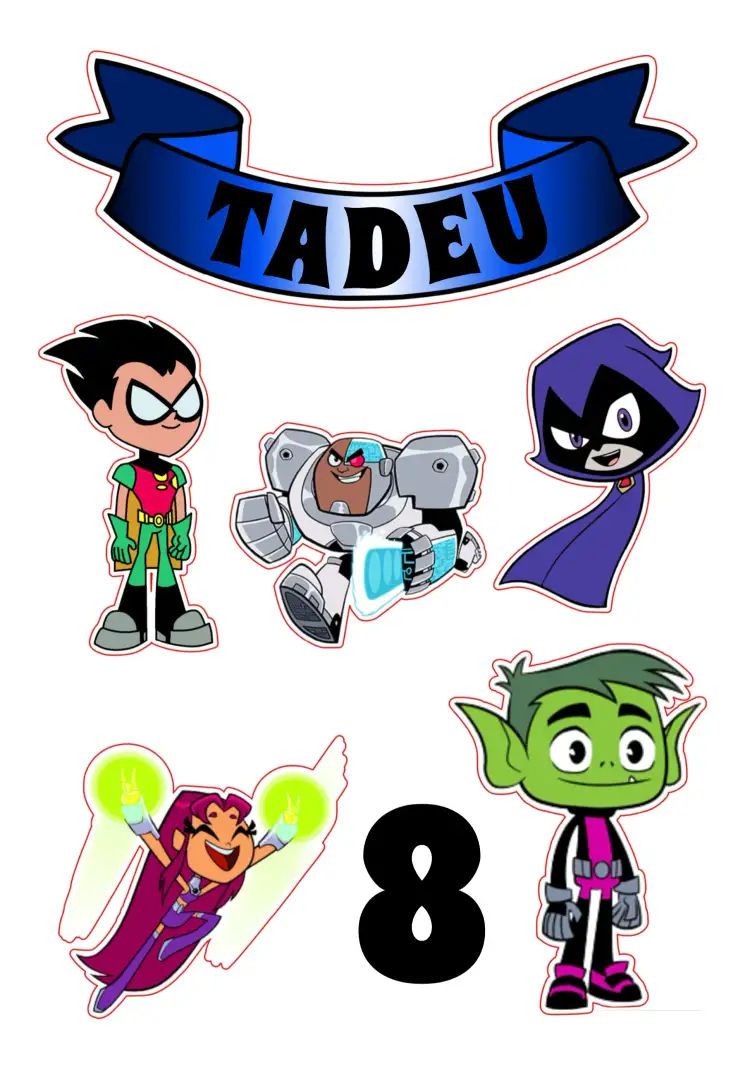 Convite Topo De Bolo Jovens Titãs Heróis – tema Topo de bolo colorido, animado, temática de super-heróis, infantil, divertido, moderno