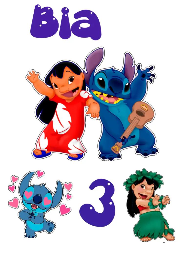Convite Topo De Bolo Lilo E Stitch Coração