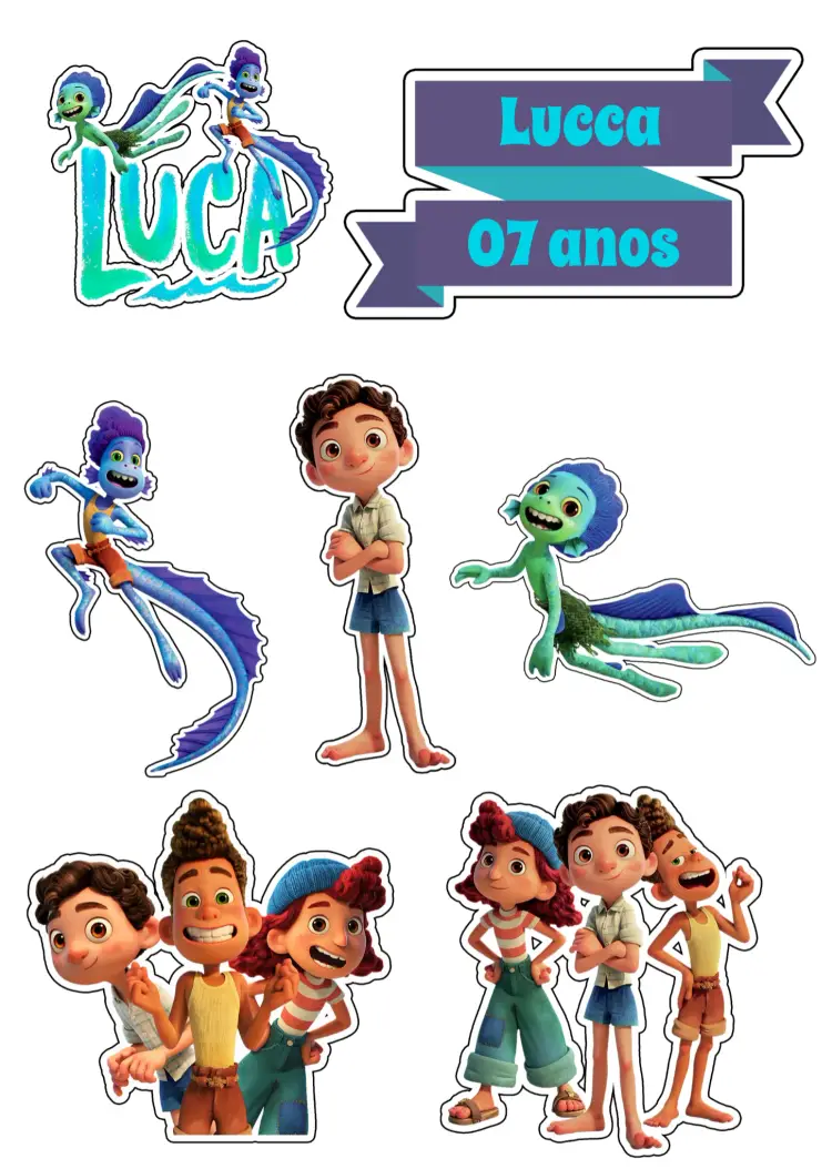 Convite Topo De Bolo Luca Disney Giulia
