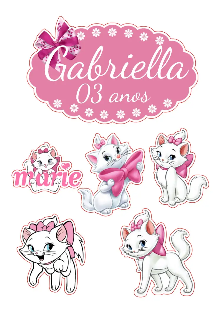 Convite Topo De Bolo Marie Gatinha